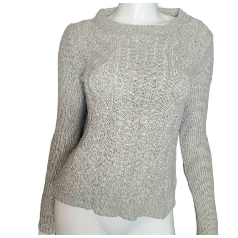 J. Crew Gray Wool Blend Cableknit Sweater XS